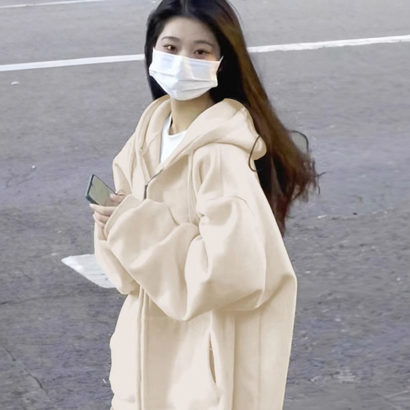 卫衣女春秋连帽拉链开衫外套