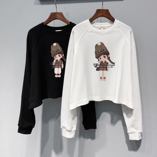 长袖t恤女2026新款宽松慵懒风打底衫内搭可外穿短款早春白色上衣