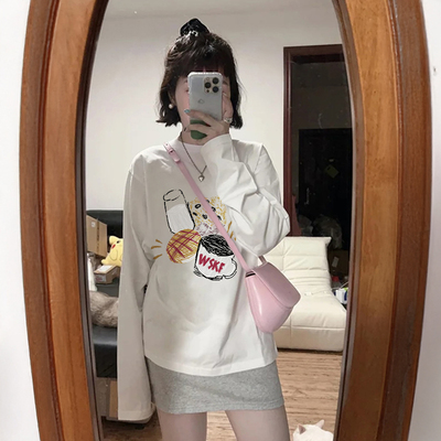 白色加绒打底衫女秋冬