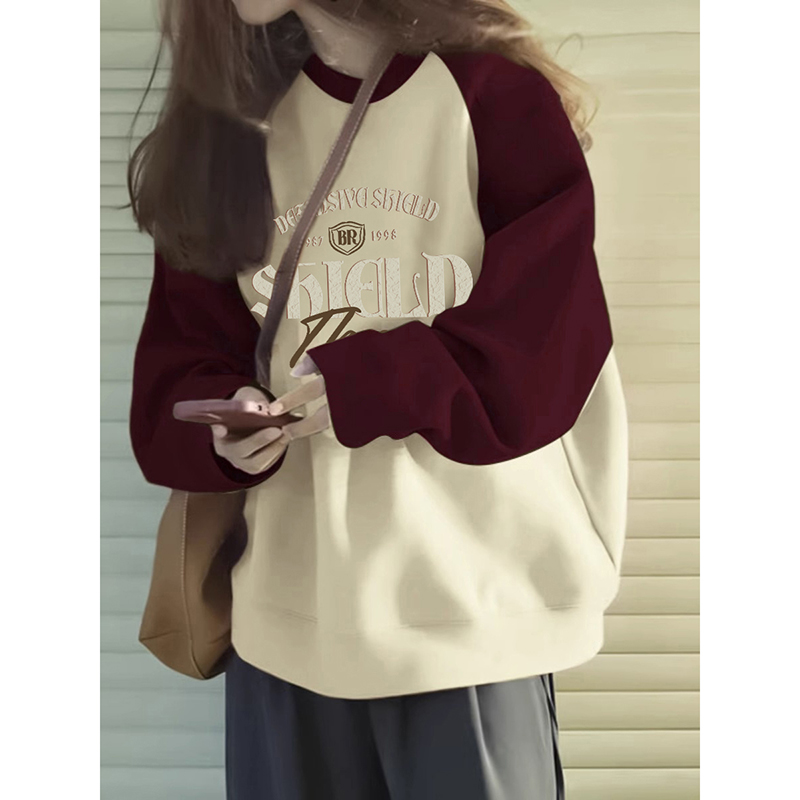 插肩大码加绒无帽显瘦宽松上衣