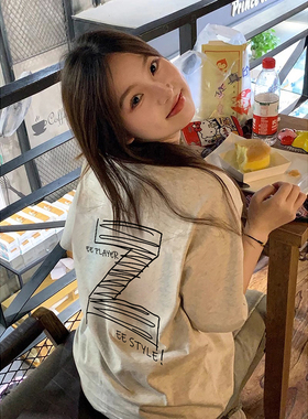 夏季灰色美式复古短袖t恤女2026新款大码女装圆领显瘦宽松上衣潮