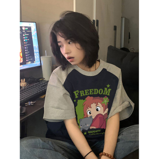 纯棉宽松大码 插肩袖 女装 夏季 洋气减龄上衣 短袖 新款 t恤女2023新款