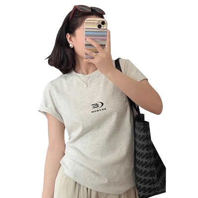 正肩美式短袖t恤女2026新款