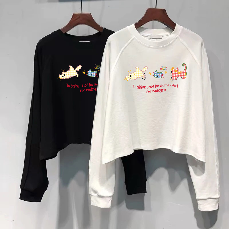 白色t恤女圆领宽松慵懒风大码