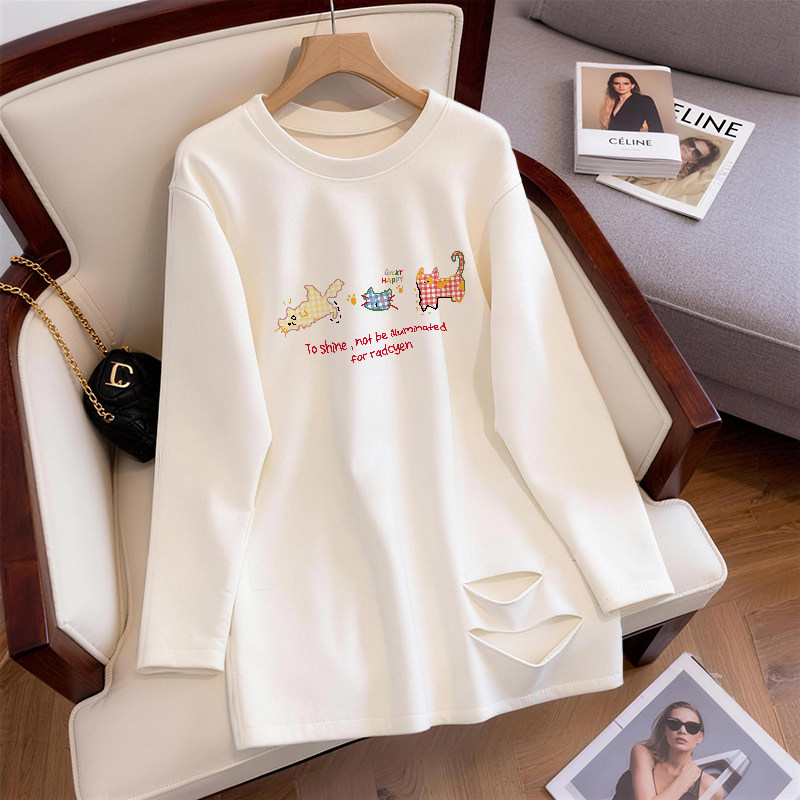 加厚德绒白色打底衫女内搭可外穿长袖t恤胖mm大码女装设计感上衣,女装/女士精品,T恤,淘宝优惠券,粉丝福利购,淘宝优惠卷