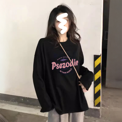 宽松慵懒风黑色打底衫女内搭胖mm