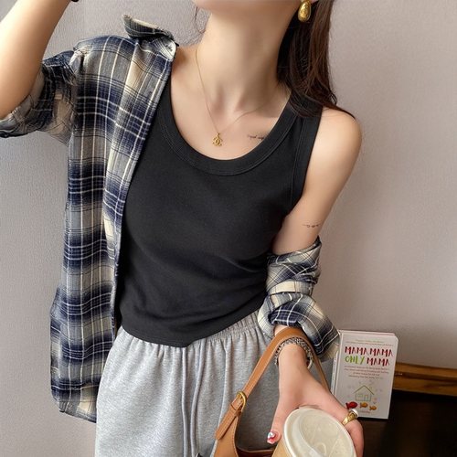 黑色吊带背心女内搭打底