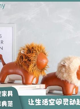 台湾zuny动物皮质书档大象狮子河马 长颈鹿摆件圣诞节元旦礼物