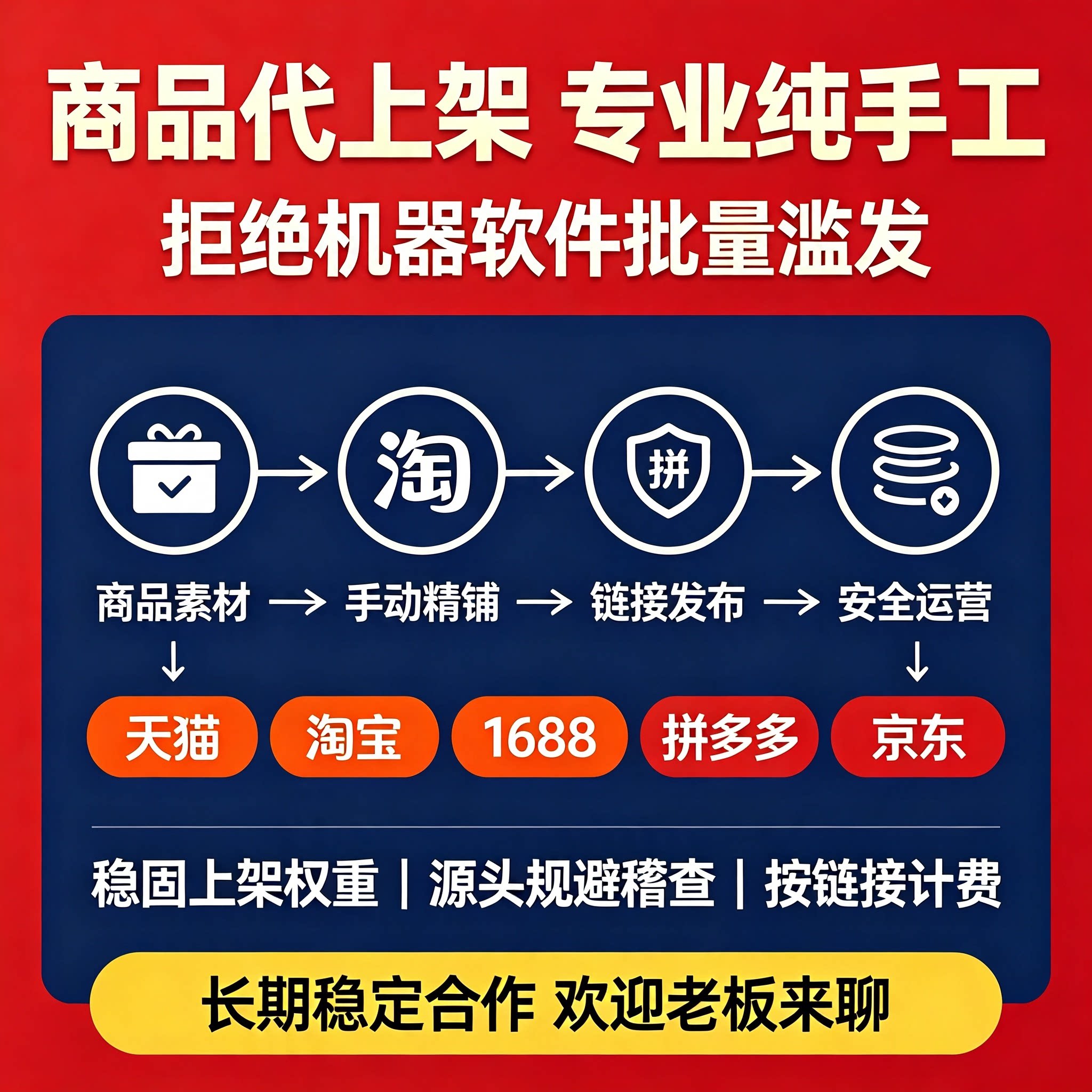 淘宝店铺宝贝代上架产品链接发布制作多多上新京东商品代上传商品