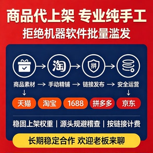 淘宝店铺宝贝代上架产品链接发布制作多多上新京东商品代上传商品