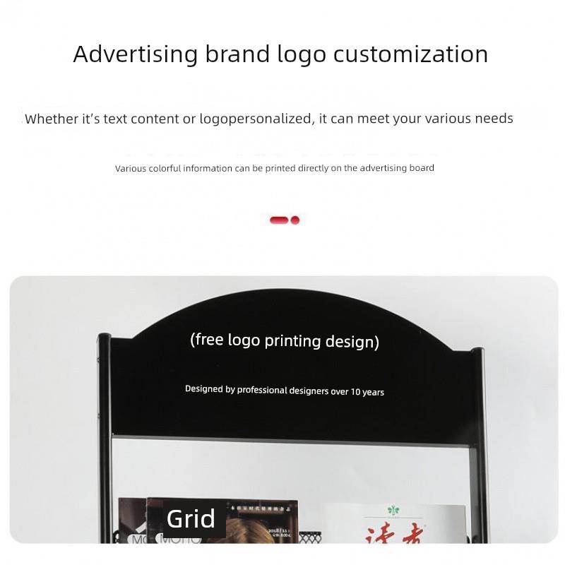 报纸夹报刊架展示架白色可移动带轮银行展会多层展架杂志架落地