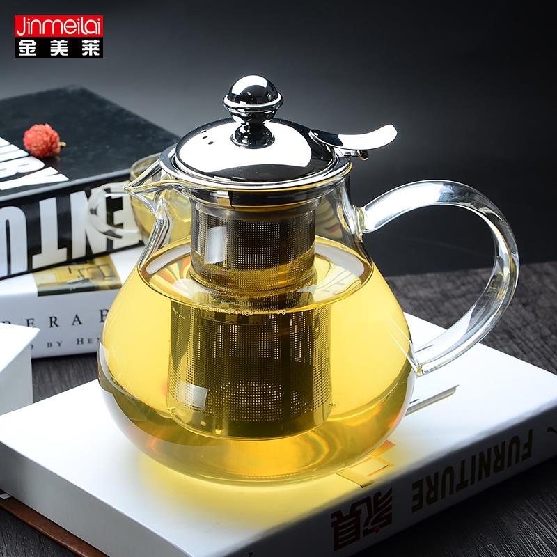 金美莱耐热玻璃茶壶304过滤网加厚泡茶壶玻璃养生壶花茶壶纯手工