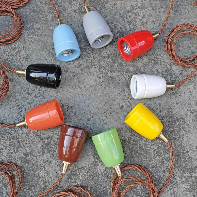 E27陶瓷灯头吊线灯座简约复古酒吧台灯咖啡馆餐厅氛围灯泡吊灯DIY