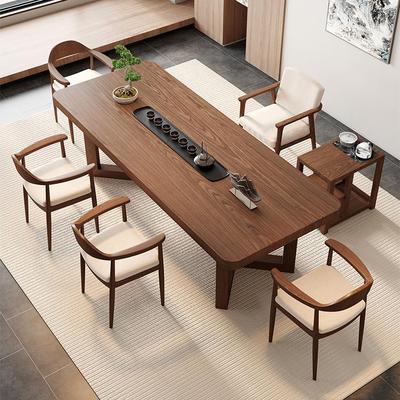 白蜡木茶桌新中式禅意家用功夫茶台桌办公室大板实木泡茶桌椅组合