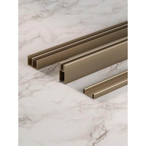 5--8mm玻璃轨道双轨槽滑轨移门轨道展柜橱窗黑色香槟锁银色轮子