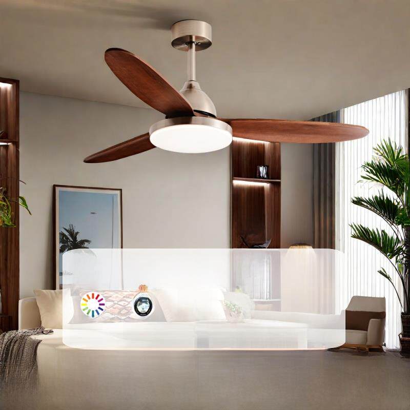 大风力吊扇灯日式实木风扇吊灯餐厅新中古风家用客厅卧室一体电扇