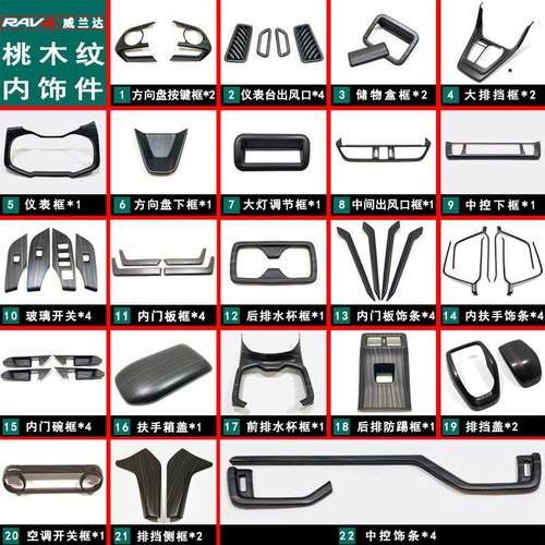 20~24款RAV4荣放/威兰达桃木内饰汽车专用品中控面板贴配件改装饰