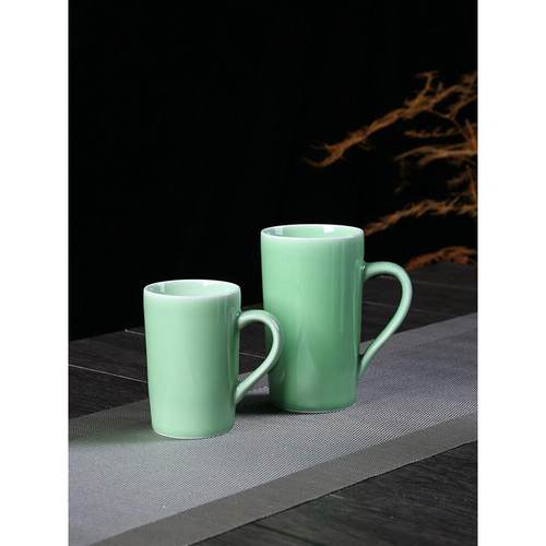 小利青瓷大号650毫升茶杯陶瓷马克杯扎啤杯子啤酒杯家用带把水杯