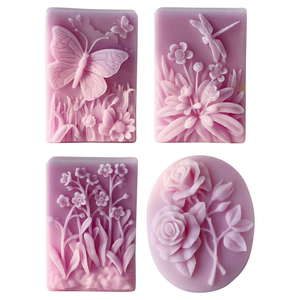 方形手工皂硅胶模具 DIY花朵香薰蜡烛石膏车载扩香石手工肥皂磨具