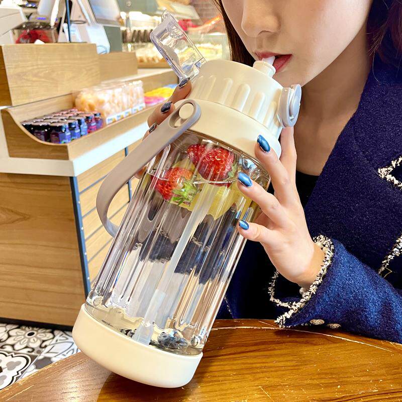 水杯2025夏季新款女可爱大容量塑料杯2000ml吸管杯运动便携杯子