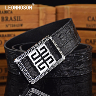 简约大气皮带男真皮个性4G平滑扣内穿式3.8cm宽腰带黑色高档裤带