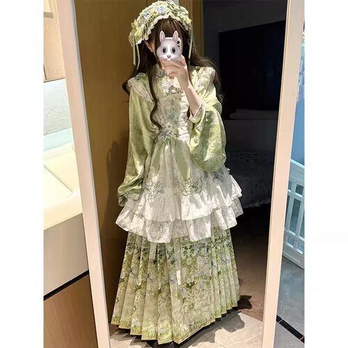 绿色小羊汉洋折衷洛丽塔马面裙