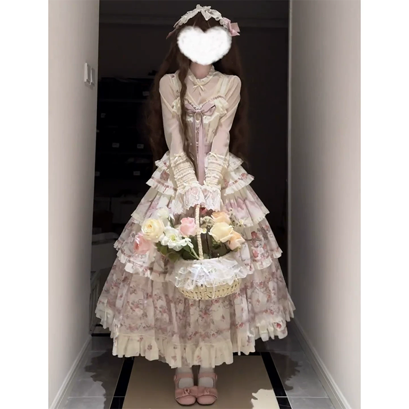 【现货】秘密花园Lolita连衣裙田园风优雅cla系段段洛丽塔公主裙 - 实物图