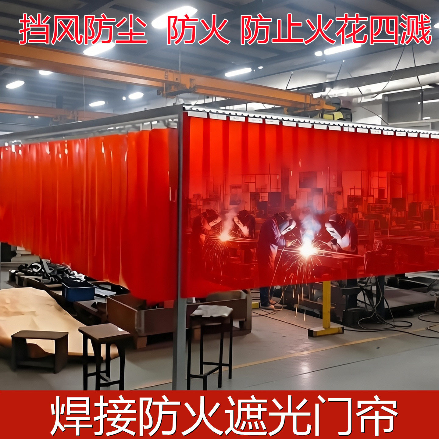 防孤光门帘电焊工位隔断帘工业防尘防火帘可推拉软帘阻燃安检市场图片