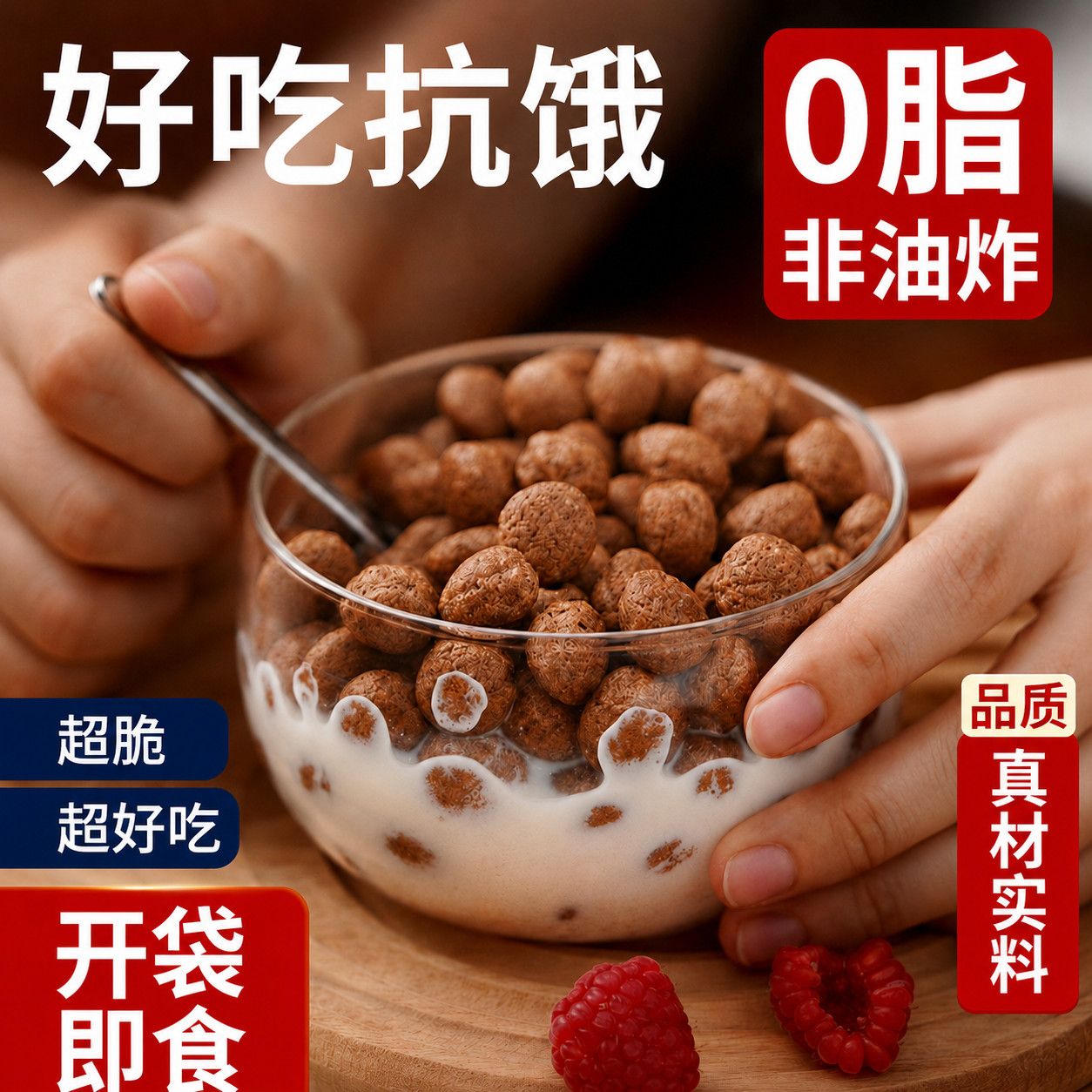 可可蜜球0脂肪冲饮代餐谷物低脂即食早餐麦片谷物圈无糖精