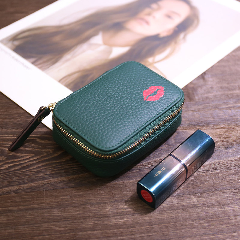 新款迷你真皮口红包带镜子头层牛皮化妆包数据线耳机收纳包首饰盒,箱包皮具/热销女包/男包,卡包,淘宝优惠券,粉丝福利购,淘宝优惠卷