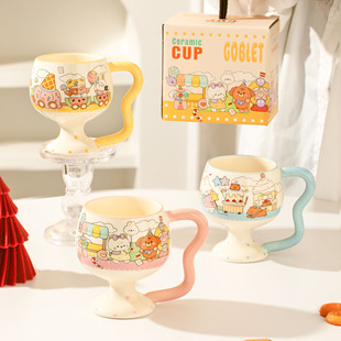 可爱萌宠陶瓷杯子高颜值冰淇淋甜品杯家用马克杯伴手礼女生日礼物