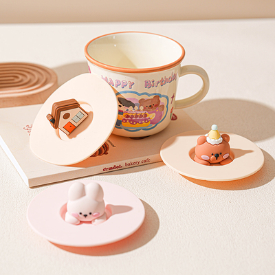 可爱硅胶杯盖单卖食品级防尘