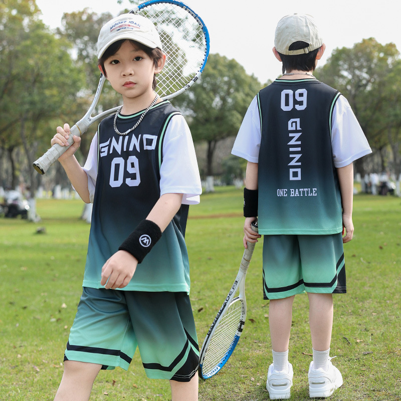 品牌专柜男童夏季篮球服套装2025新款中大童男孩速干短袖运动服潮