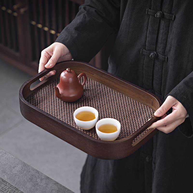 围炉煮茶覆古胡桃木茶具茶盘茶杯出菜托盘家用客厅茶几杯子点心盘