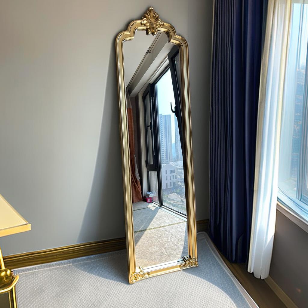 欧式覆古雕花全身镜家用壁挂全身镜法式贴墙落地镜衣帽间全身镜子