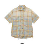 PacShop 衬衫 .pac 柠黄 灰蓝土布短袖 DISTRESSED SHIRT