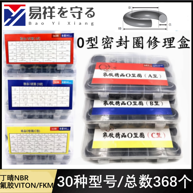 O型圈修理盒氟橡胶VITON丁晴NBR 5A美标 5B日标5C国标O型圈套装盒