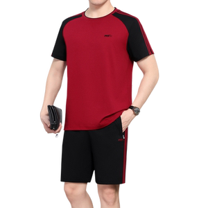 运动套装男夏2025新款短袖短裤棉两件套大码男士夏装休闲衣服