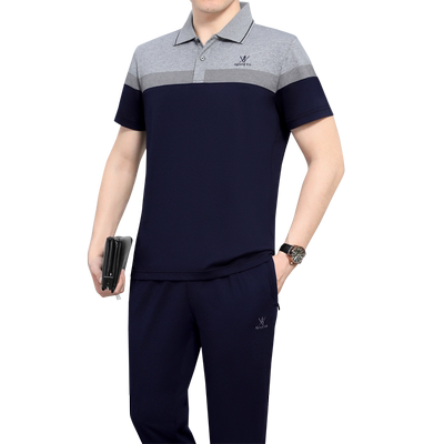 中年男短袖t恤中年休闲父亲衣服