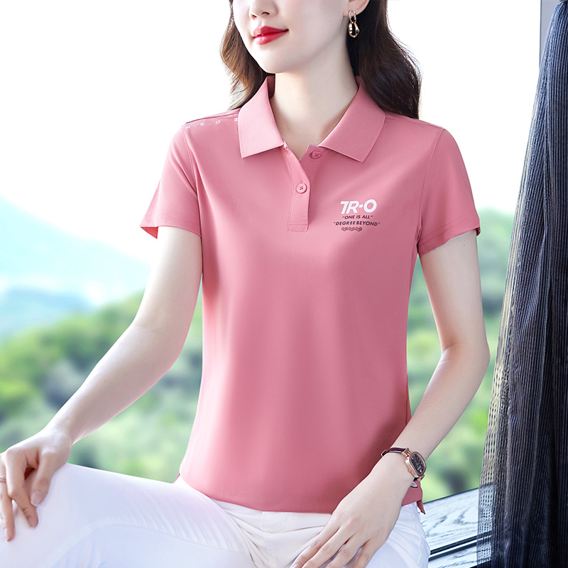 翻领短袖t恤女纯棉时尚洋气2025新款中年妈妈夏装上衣女士polo衫