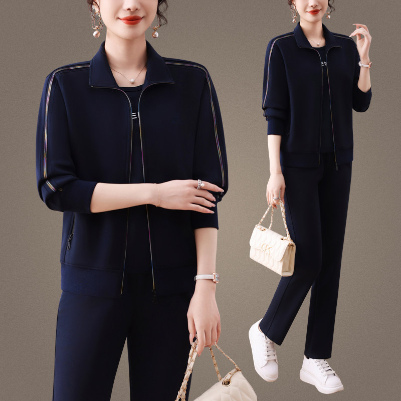 品牌中老年女装高档运动服套装秋季外套中年人妈妈时尚洋气春秋装
