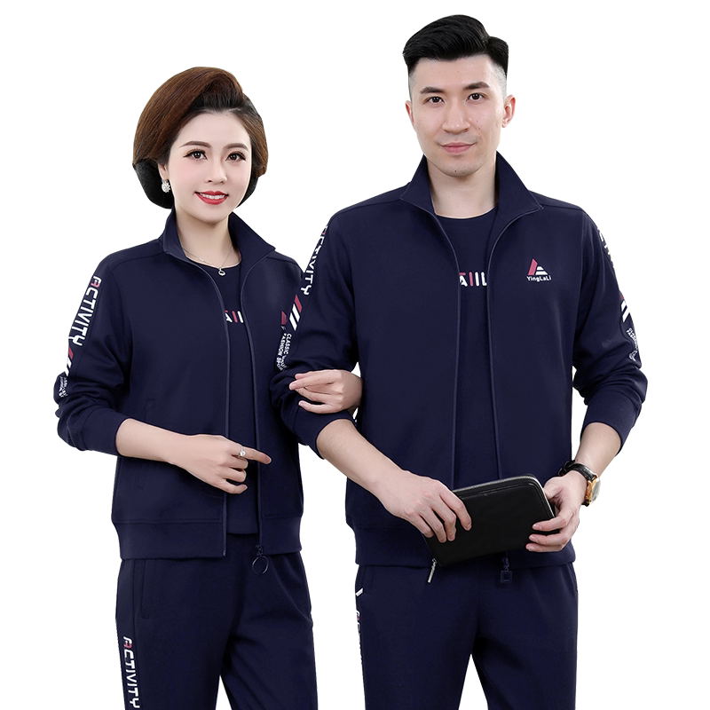 休闲女卫衣妈妈春秋运动装三件套
