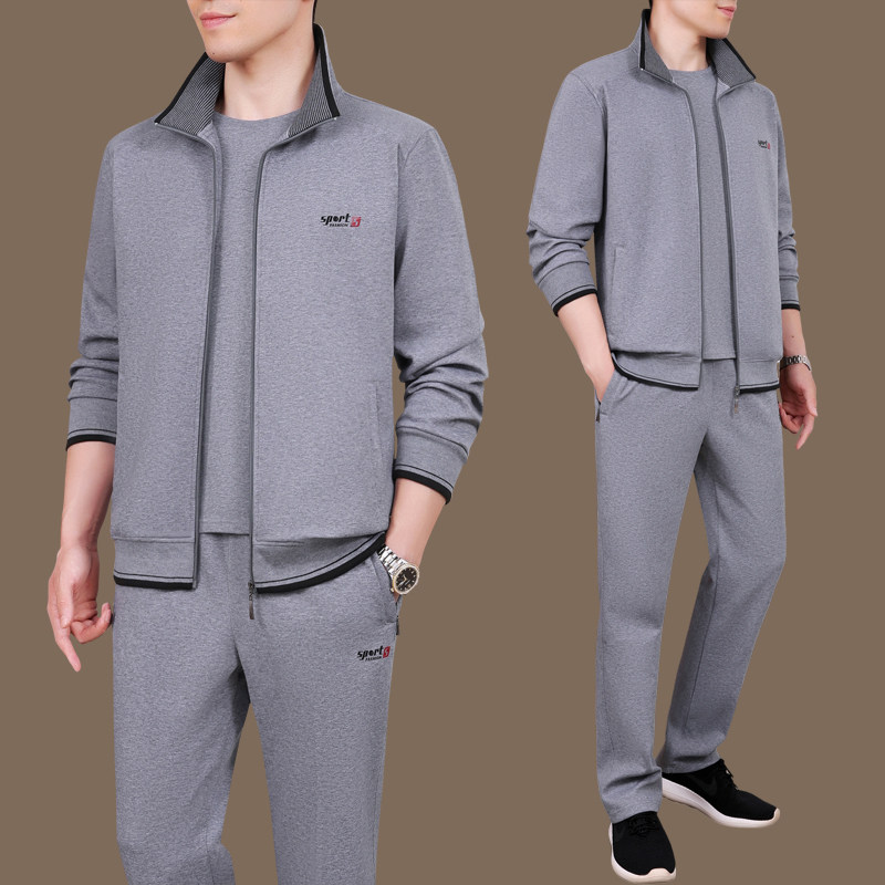 品牌爸爸春装运动服套装男2025新款中老年人春秋休闲服三件套大码