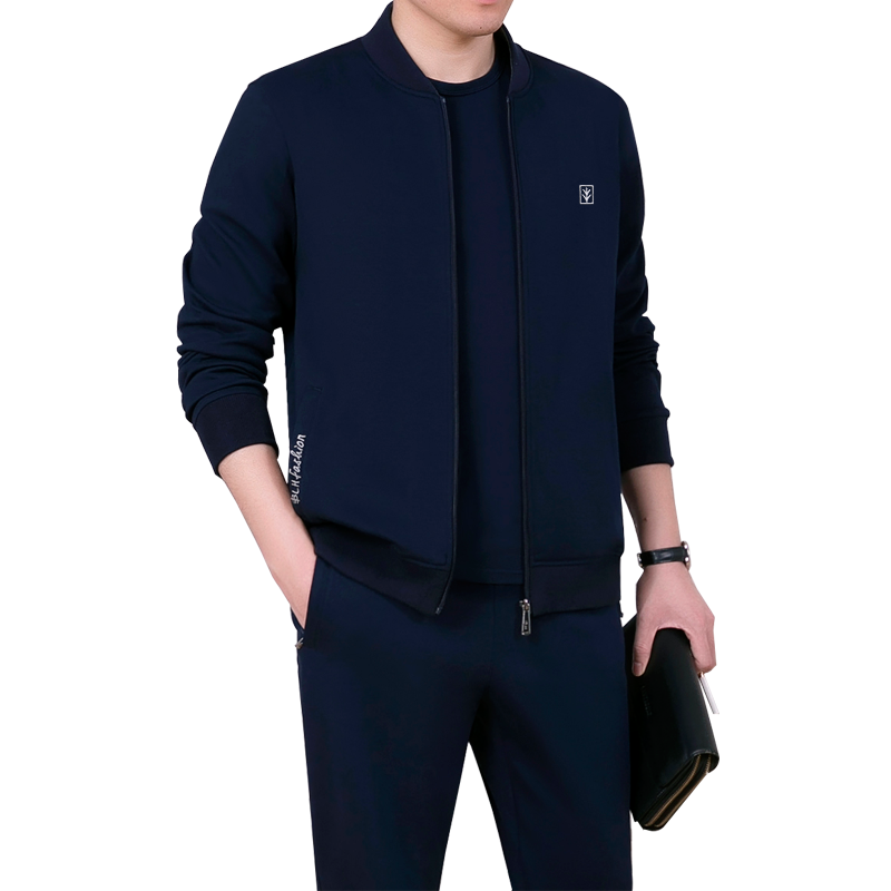 新款休闲运动服套装男春秋三件套