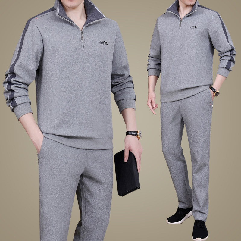 爸爸春装中老年运动服套装男春秋季新款中年男士卫衣父亲休闲衣服