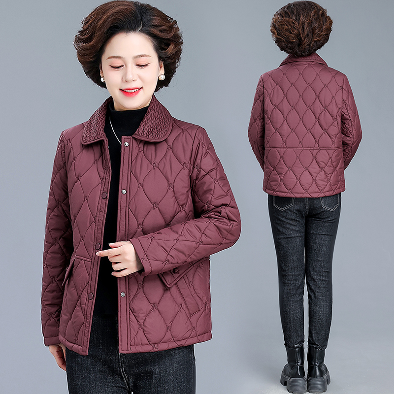 小个子妈妈冬装轻薄棉衣2025新款中老年秋冬夹棉外套短款小棉袄女