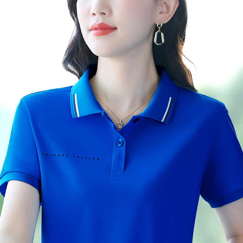 冰丝速干短袖T恤女士夏新款宽松保罗衫翻领上衣polo衫工作服定制