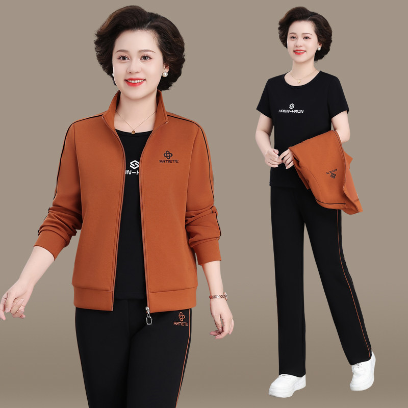 2025新款休闲跑步服卫衣三件套气质减龄运动套装女春秋季时尚大码