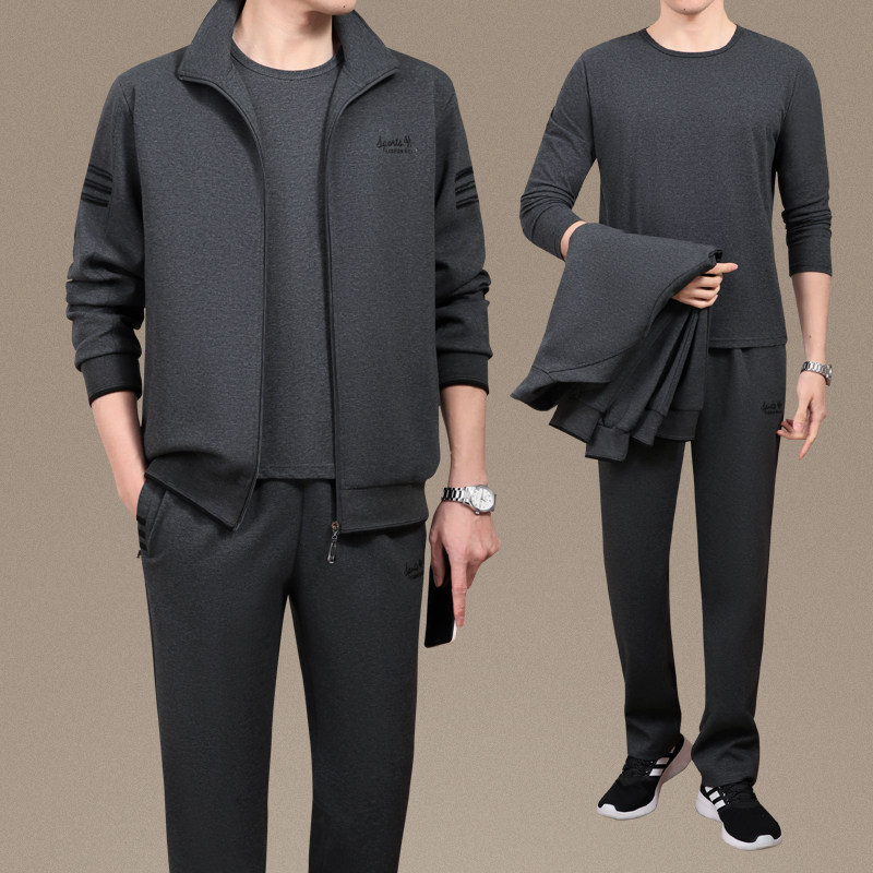 新款休闲运动服套装男春秋三件套