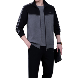 中老年运动套装男士春秋三件套2024新款爸爸休闲运动服父亲装套装